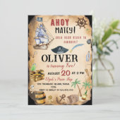 Pirate Birthday Party Invitation Kaart (Staand voorkant)