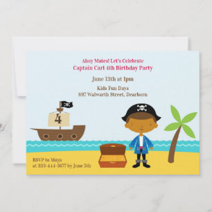 Pirate Birthday Party Kapitein Uitnodiging