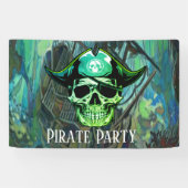 Pirate Birthday Party Schedel Kapitein Jack Spandoek (Horizontaal)