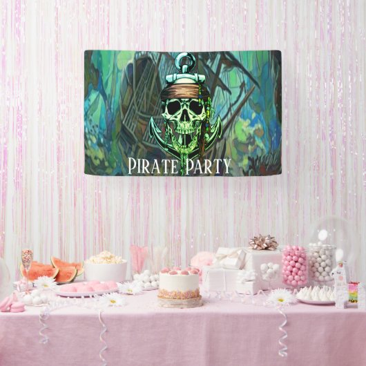 Pirate Birthday Party Schedel Kapitein Spookschip Spandoek (Feest)