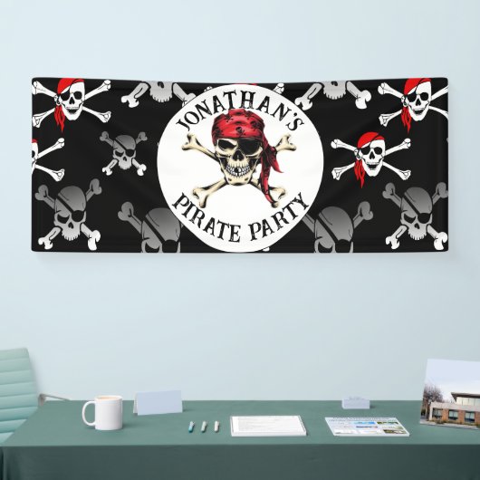 Pirate Birthday Party Skulls Spandoek (Beurs)