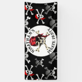 Pirate Birthday Party Skulls Spandoek (Verticaal)