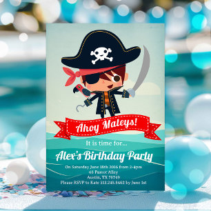 Pirate Birthday Party Uitnodiging voor een jongen