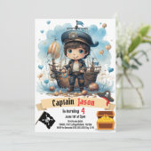 Pirate Birthday Party Uitnodiging voor Kinderen (Staand voorkant)