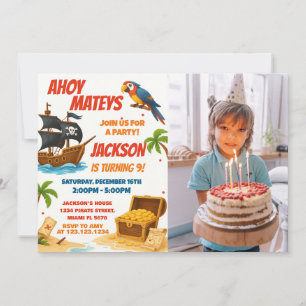 Pirate Birthday Uitnodiging met foto