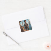 Pirate Birthday Vierkante Sticker (Envelop)