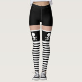 Pirate Black White Skull Crossbones Novelty Fun Leggings (Voorkant)