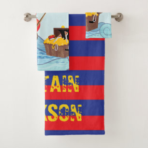 Pirate Boat snijdt een schattig monogram Bad Handdoek