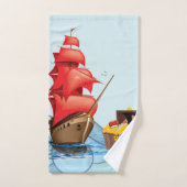 Pirate Boat snijdt een schattig monogram Bad Handdoek (Handdoek)