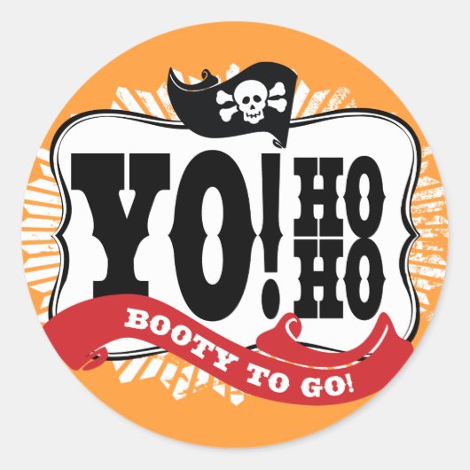 Pirate Booty Sticker voor Favor Tassen of Cadeaus (Voorkant)
