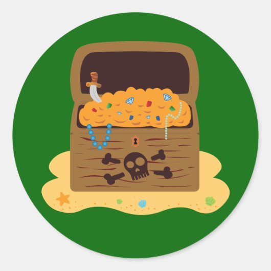 Pirate Booty Treasure Chest Ronde Sticker (Voorkant)