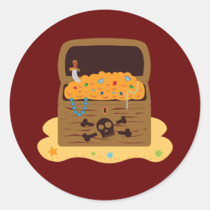 Pirate Booty Treasure Chest Ronde Sticker