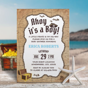 Pirate Boy Baby shower Treasure Map Kaart