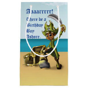 Pirate Boy Birthday Gift Bag - Small, Glossy Klein Cadeauzakje