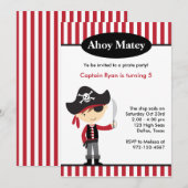 Pirate Boy BIrthday-uitnodigingen Kaart (Voorkant / Achterkant)