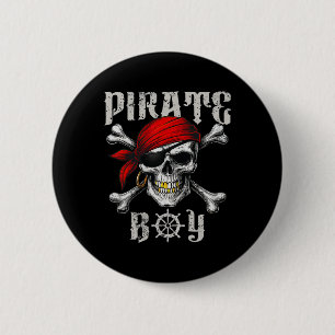 Pirate Boy Jolly Roger Vlag en schedel Crossbones Ronde Button 5,7 Cm