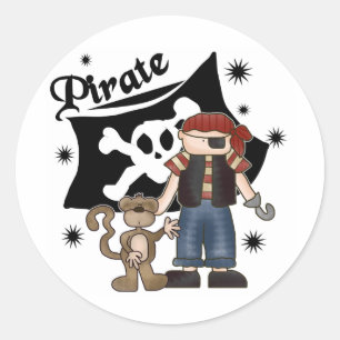 Pirate Boy Met Aap Ronde Sticker