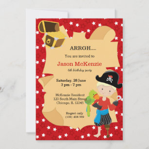 Pirate boy party kaart
