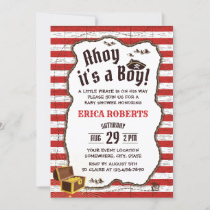 Pirate Boy Red Stripes het Baby shower van de Kaar Kaart