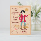 Pirate Boy Schatkaart Leuk Verjaardagsfeest Bedankkaart (Staand voorkant)
