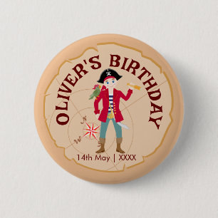 Pirate Boy Schatkaart Leuk Verjaardagsfeest Ronde Button 5,7 Cm
