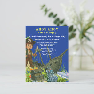 Pirate Boy Tropische vis onder het zee Verjaardag Uitnodiging Briefkaart