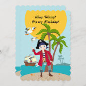 Pirate boy, uitnodiging voor verjaardagsfeestdag (Voorkant / Achterkant)