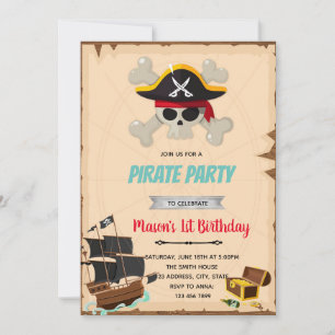 Pirate boy verjaardagsdouche uitnodiging