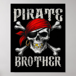 Pirate Brother Jolly Roger Vlag en Skull Crossbon Poster