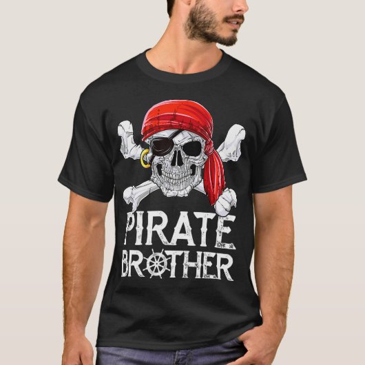 Pirate Brother T shirt Jolly Roger Flag Skull Cro (Voorkant)