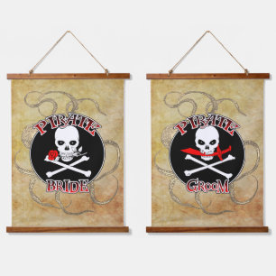 Pirate bruid & bruidegom set hangend wandkleed