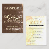 pirate bruiloft rsvp inserts visitekaartje (Voorkant / Achterkant)