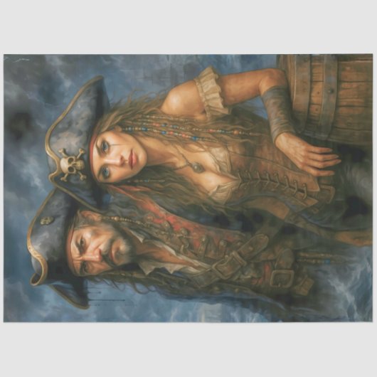 Pirate Captain and Queen | Caribbean Nautical Tissuepapier (Voorkant)