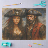 Pirate Captain and Queen Rustic Nautical Decoupage Tissuepapier (Craft)