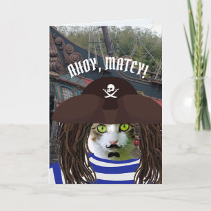 PIRATE CAPTAIN CAT BIRTHDAY-Wenskaarten Kaart
