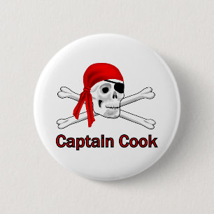 Pirate Captain Cook Pin Back Button