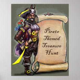 Pirate Captain met Treasure Hunt Scroll Poster