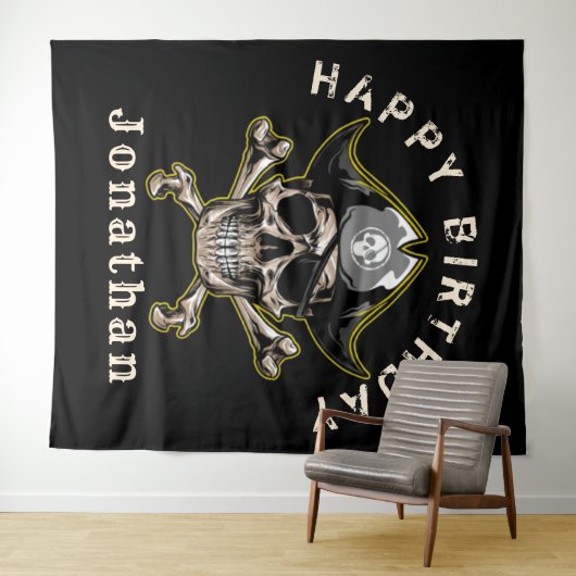 Pirate captain Skull Captain Backdrop Wandkleed (In Situ (horizontaal))