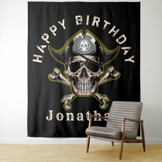 Pirate captain Skull Captain Backdrop Wandkleed (In situ)