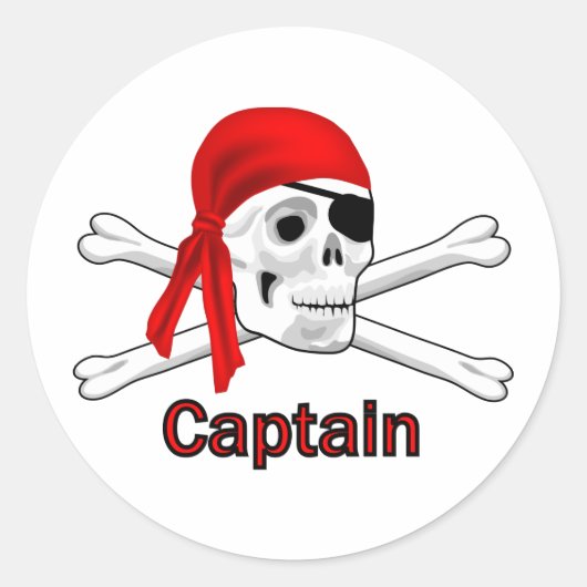 Pirate Captain Skull en Botten Sticker (Voorkant)