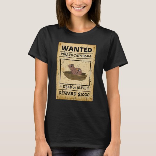 Pirate Capybara Wanted Poster Capybara For Kids T-shirt (Voorkant)