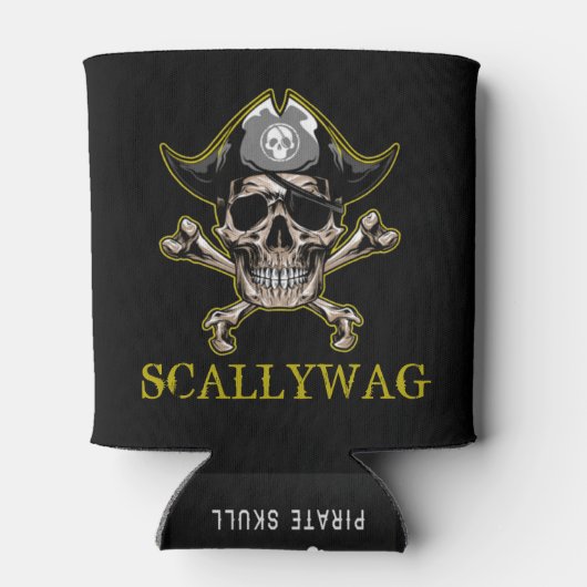 PIRATE CARRIBEAN SKULL Crossbones Scallywag can Blikjeskoeler (Achterkant)