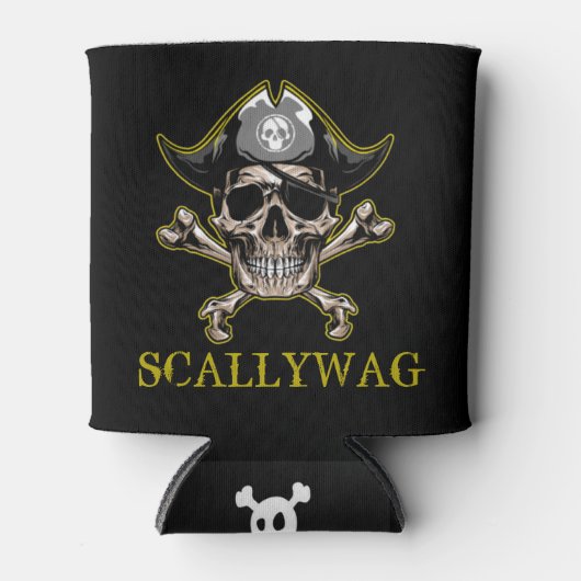 PIRATE CARRIBEAN SKULL Crossbones Scallywag can Blikjeskoeler (Voorkant)