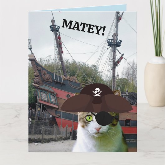 PIRATE CAT Carte de voeux d'anniversaire (Devant)