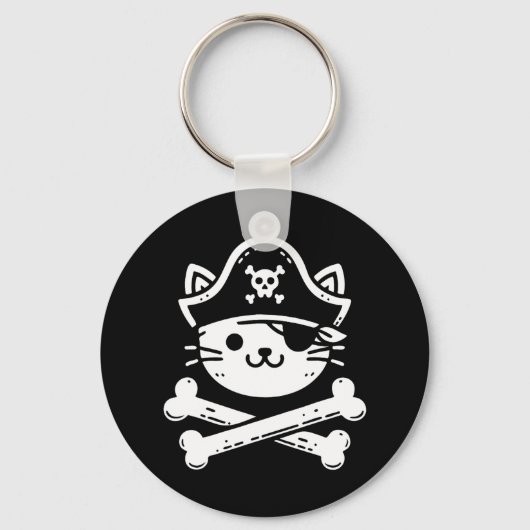 Pirate Cat Crossbones Kattenliefhebber Katten Kitt Sleutelhanger (Voorkant)