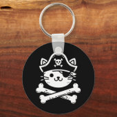 Pirate Cat Crossbones Kattenliefhebber Katten Kitt Sleutelhanger (Voorkant)