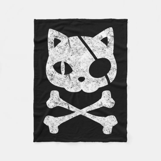  Pirate Cat Kitten Halloween Skull Cross Bo Fleece Deken (Voorkant)