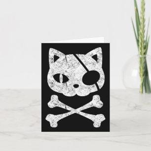 Pirate Cat Kitten Halloween Skull Cross Bo Kaart