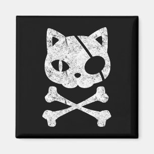 Pirate Cat Kitten Halloween Skull Cross Bo Magneet