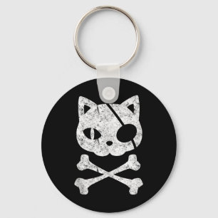 Pirate Cat Kitten Halloween Skull Cross Bo Sleutelhanger